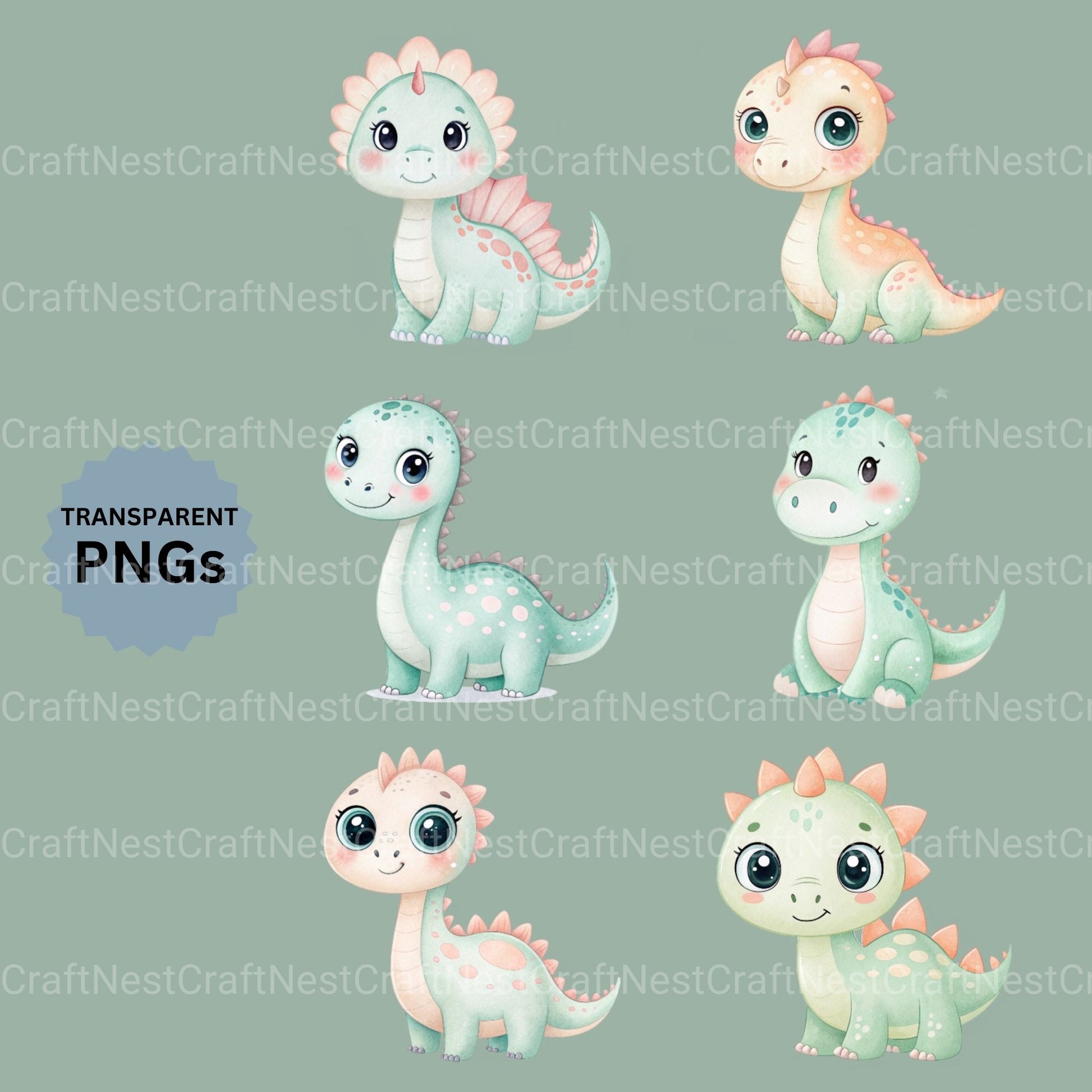 Baby Dinosaurs Clipart Bundle - CraftNest - Digital Crafting and Art