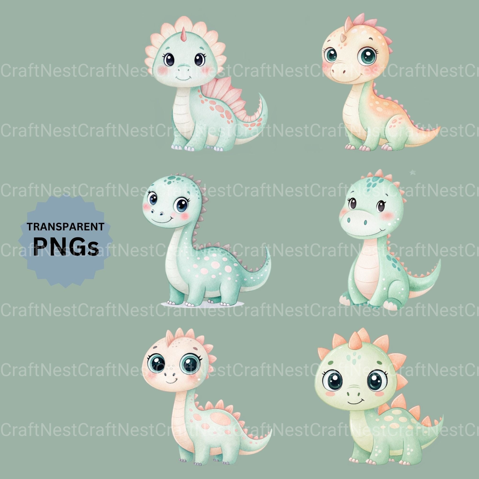 Baby Dinosaurs Clipart Bundle - CraftNest - Digital Crafting and Art