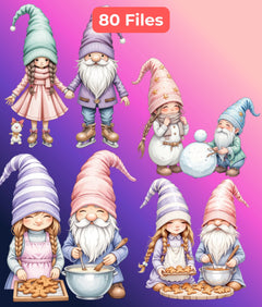 Pastel Christmas Gnomes Clipart Bundle - CraftNest - Digital Crafting and Art