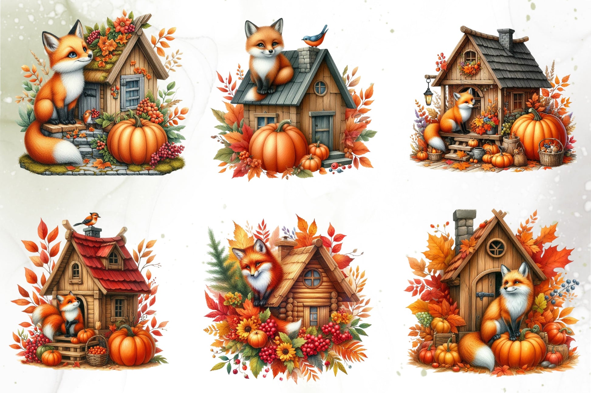 Autumn Fox House Clipart Bundle - CraftNest - Digital Crafting and Art