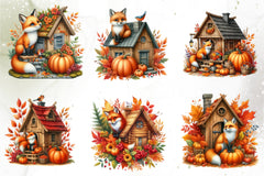 Autumn Fox House Clipart Bundle - CraftNest - Digital Crafting and Art
