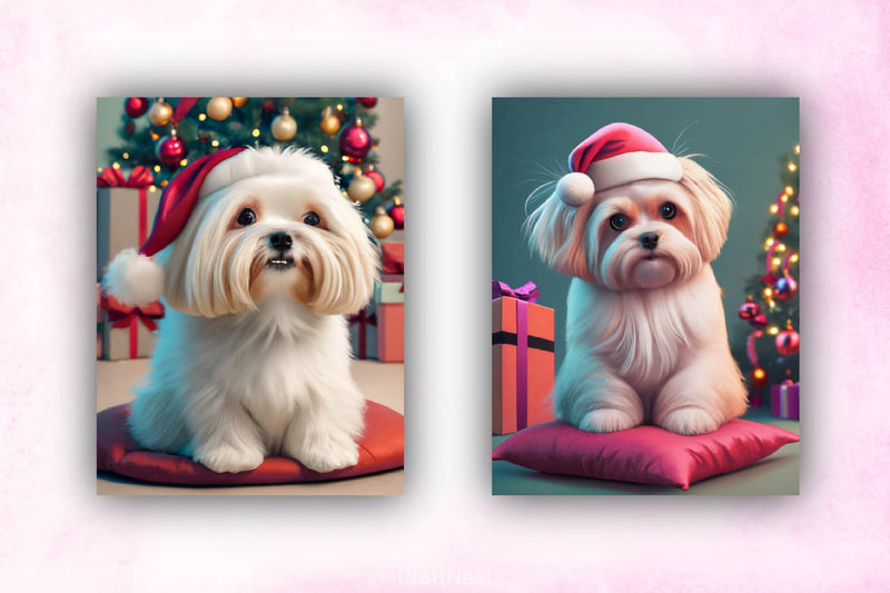 Christmas Cute Dog Background Clipart Bundle - CraftNest - Digital Crafting and Art