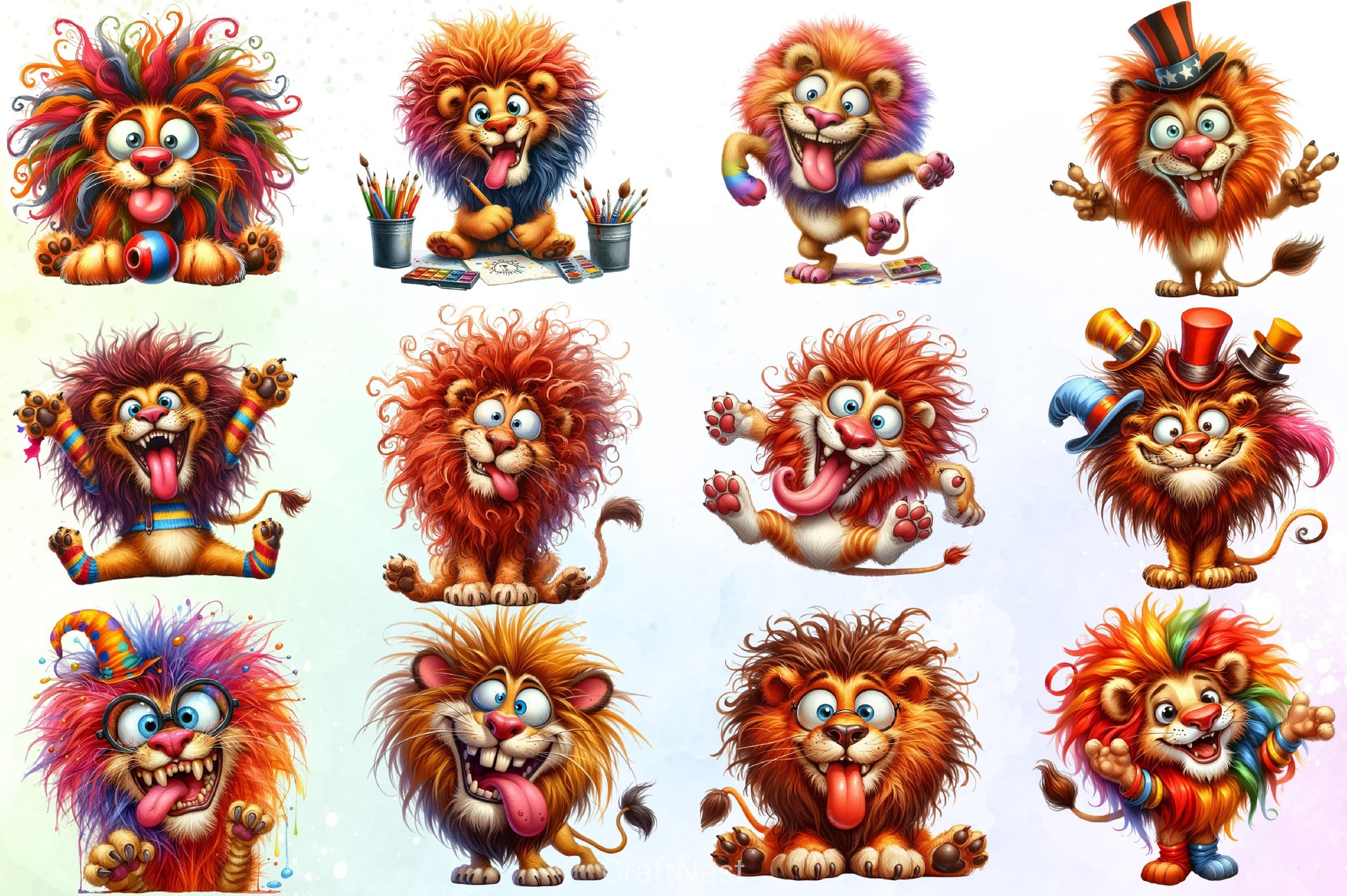 Funny Crazy Lion Clipart Bundle - CraftNest - Digital Crafting and Art