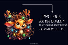 Christmas Reindeer Clipart Bundle 10 - CraftNest - Digital Crafting and Art