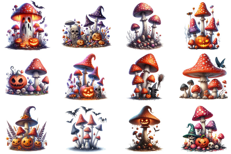 Magic Mushroom Halloween Clipart Bundle - CraftNest - Digital Crafting and Art