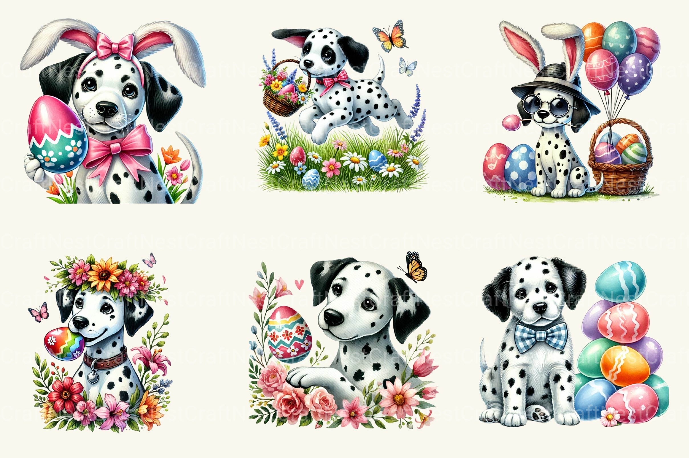Easter Dalmatian Dog Clipart Bundle - CraftNest - Digital Crafting and Art
