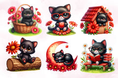 Cute Black Cat Clipart Bundle - CraftNest - Digital Crafting and Art