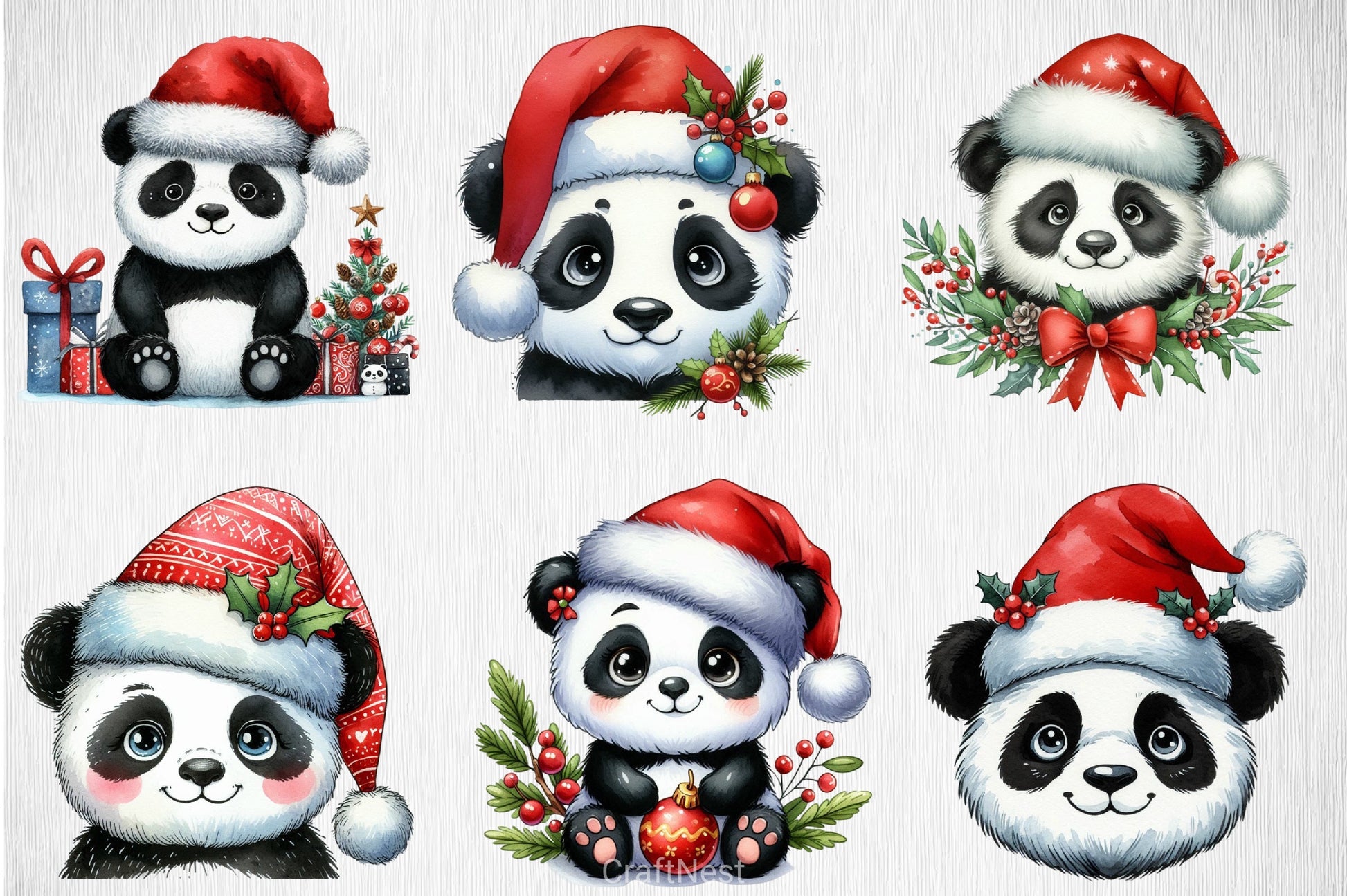 Christmas Panda Clipart Bundle 3 - CraftNest - Digital Crafting and Art