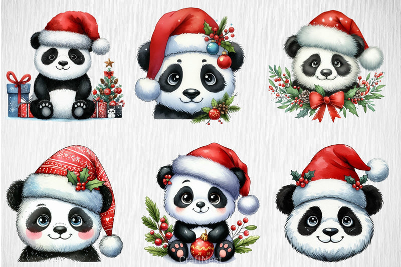 Christmas Panda Clipart Bundle 3 - CraftNest - Digital Crafting and Art