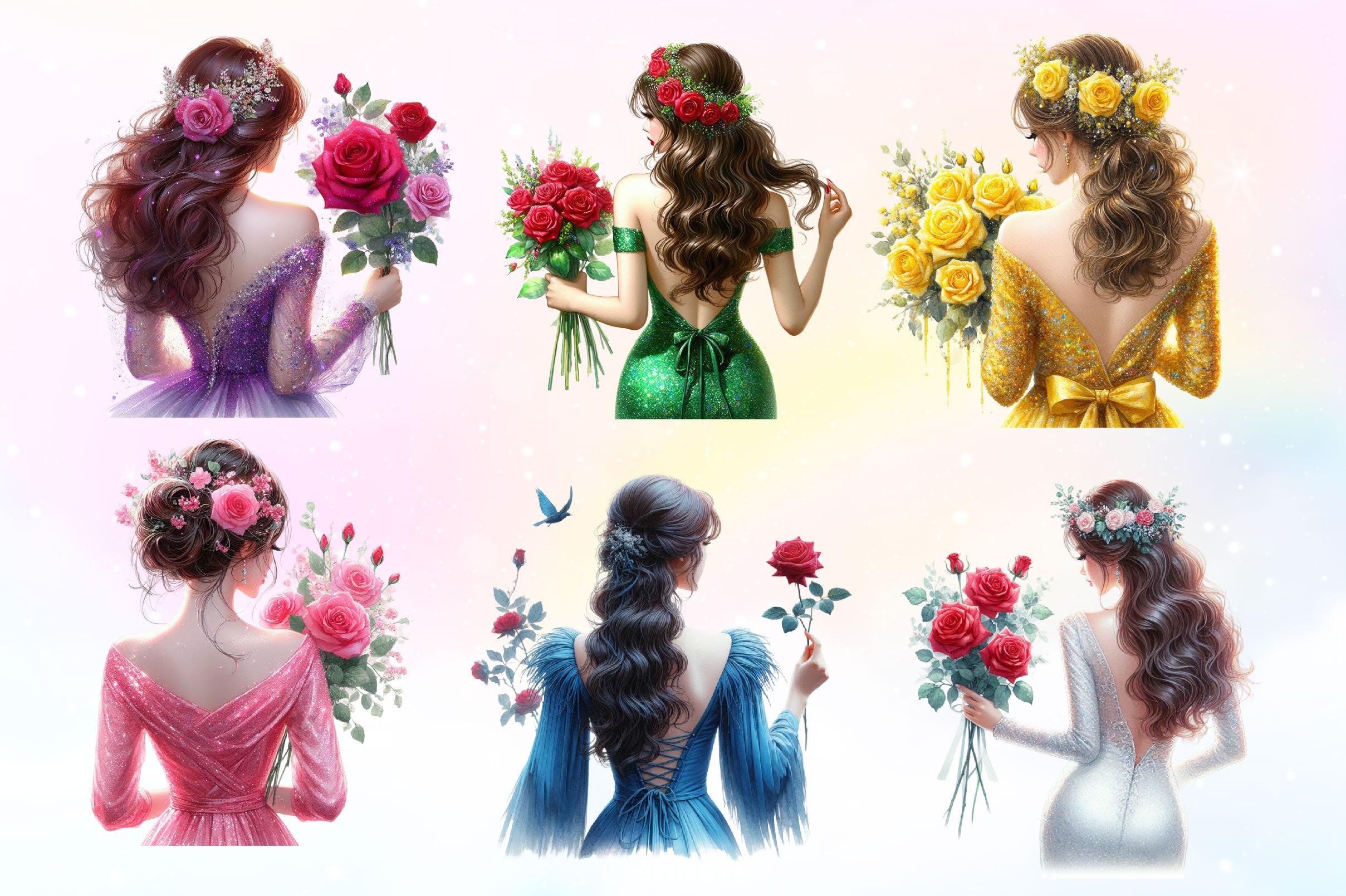 Beautiful Woman Rear View Clipart Bundle 2 - CraftNest - Digital Crafting and Art
