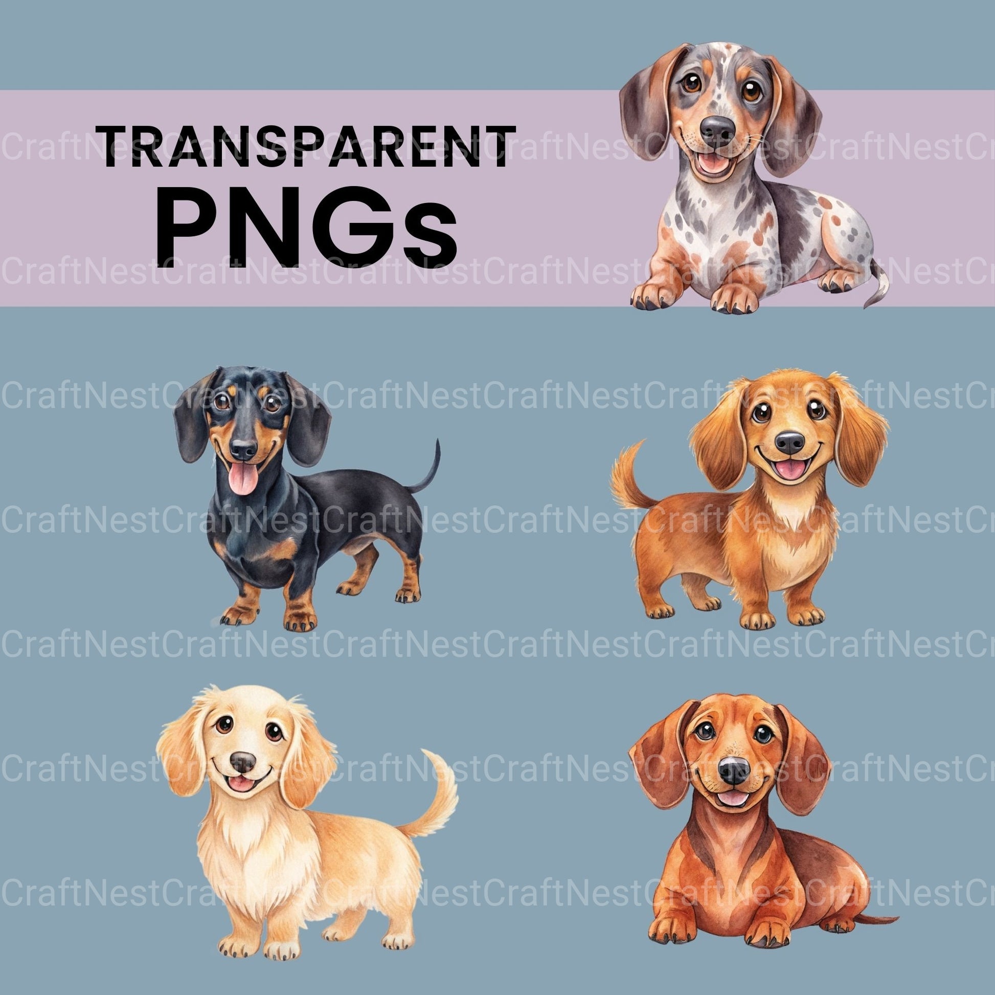 Dachshunds Smiling Clipart Bundle - CraftNest - Digital Crafting and Art