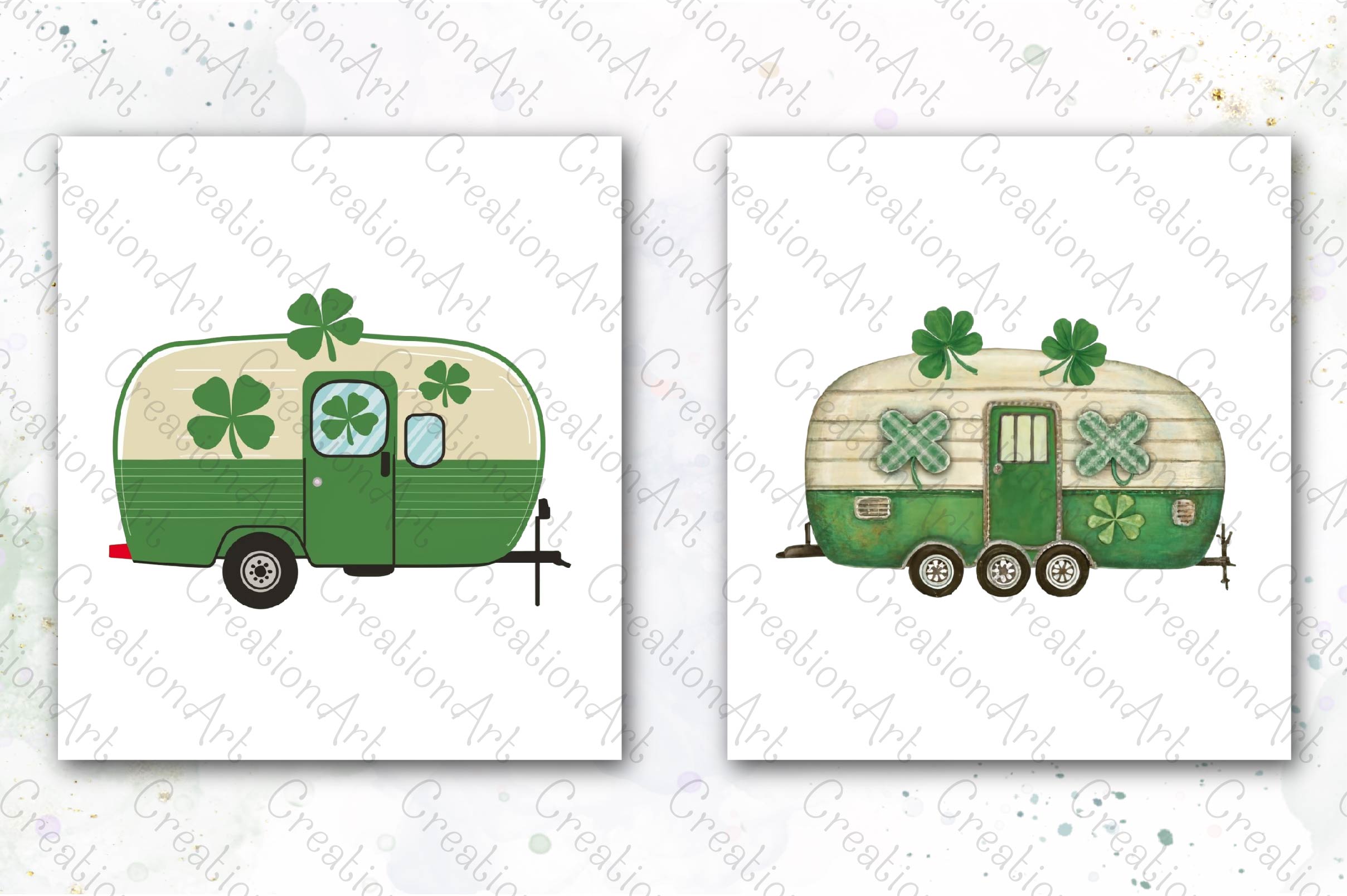 Camping Car St Patricks Day Clipart Bundle - CraftNest - Digital Crafting and Art