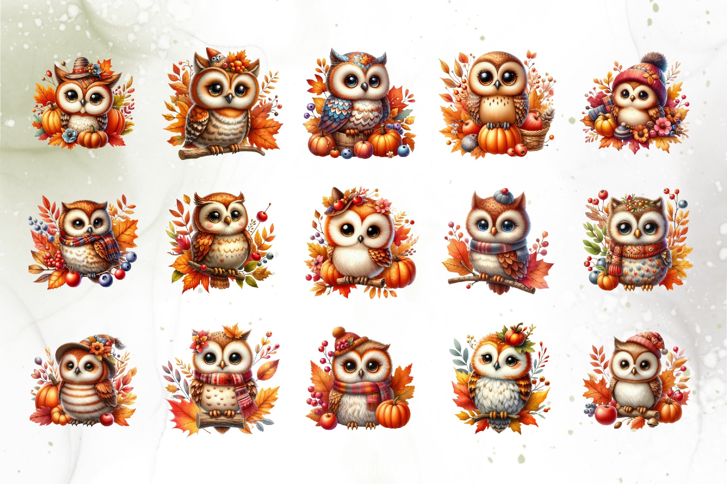 Fall Owl Clipart Bundle - CraftNest - Digital Crafting and Art