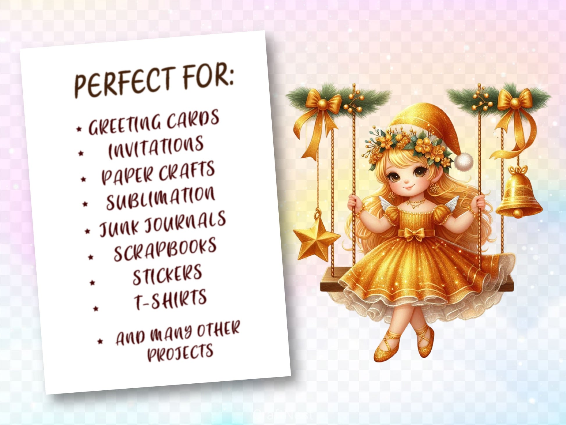 Christmas Golden Fairy Clipart Bundle - CraftNest - Digital Crafting and Art