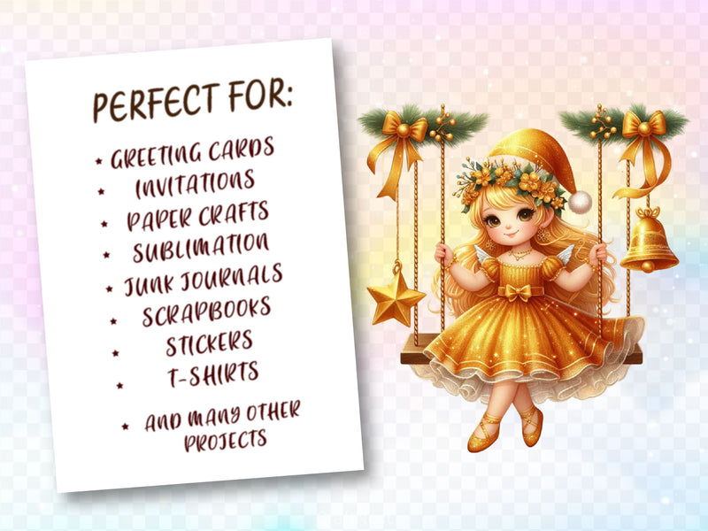 Christmas Golden Fairy Clipart Bundle - CraftNest - Digital Crafting and Art