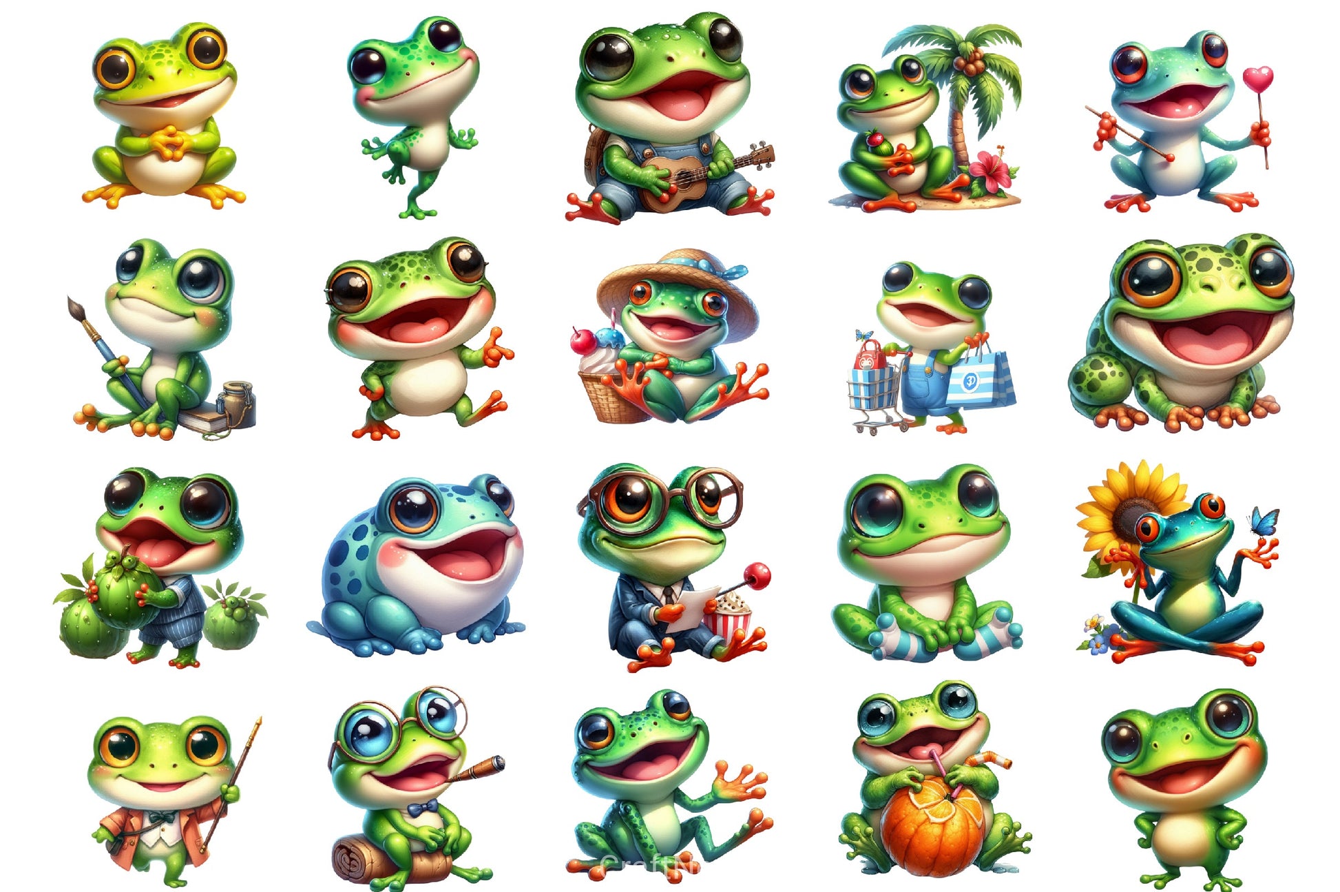 Cute Baby Frog Clipart Bundle - CraftNest - Digital Crafting and Art