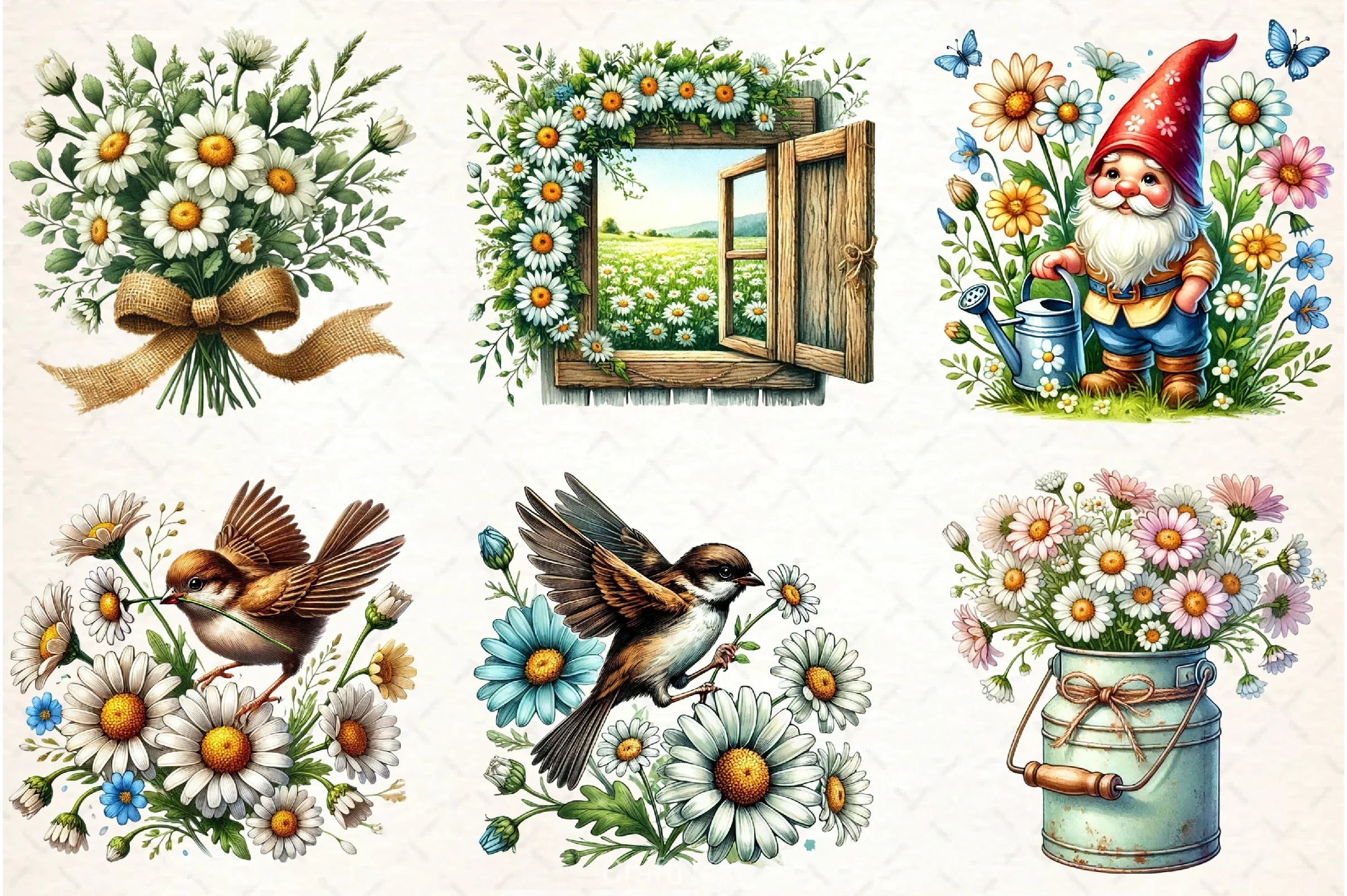 Spring Daisy Farm Clipart Bundle  5 - CraftNest - Digital Crafting and Art