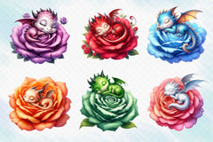 Baby Dragons In Flowers Clipart Bundle 2 - CraftNest - Digital Crafting and Art