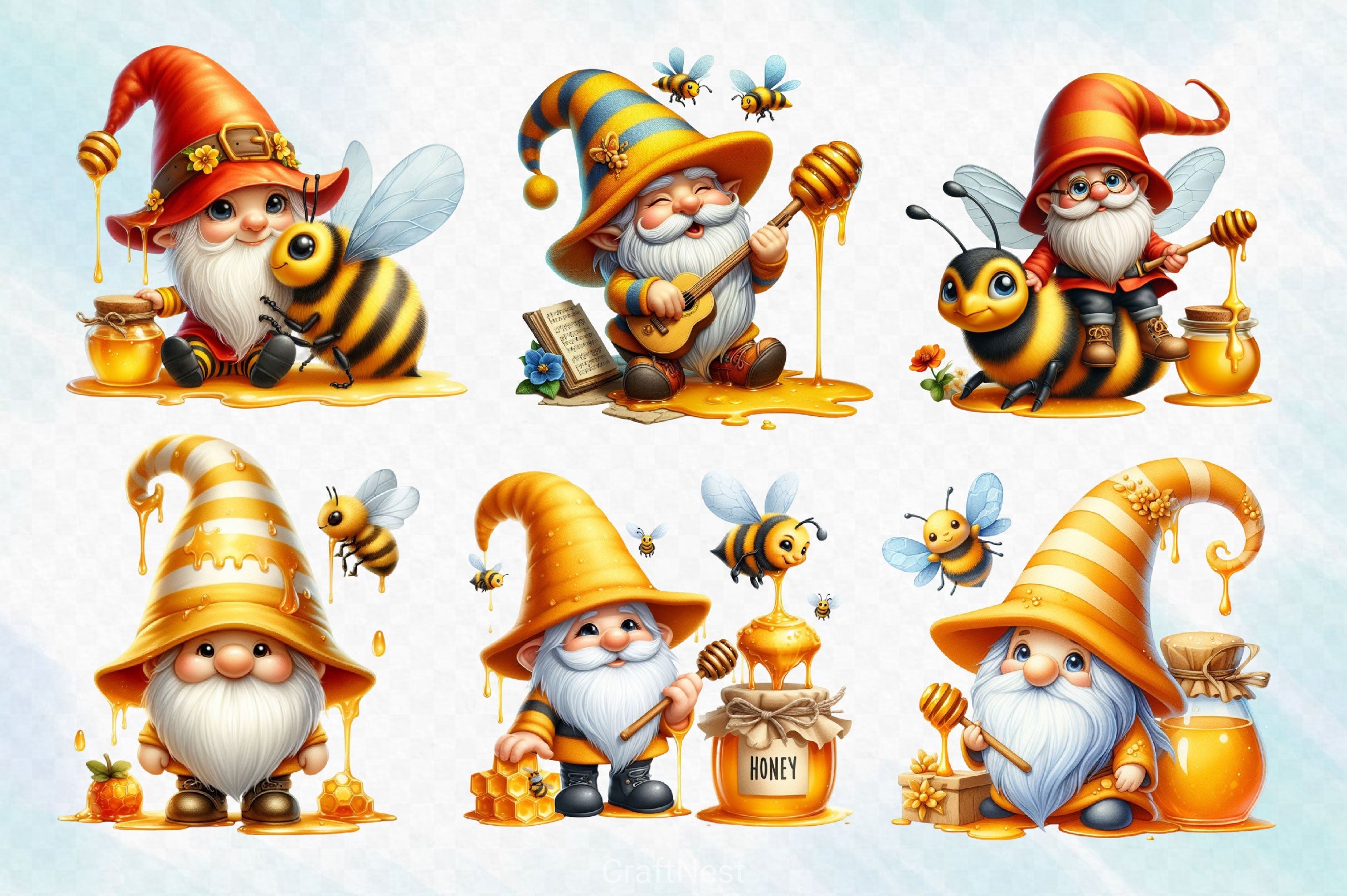 Honey Bee Gnome Clipart Bundle 4 - CraftNest - Digital Crafting and Art