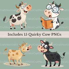 Cows Quirky Clipart Bundle - CraftNest - Digital Crafting and Art