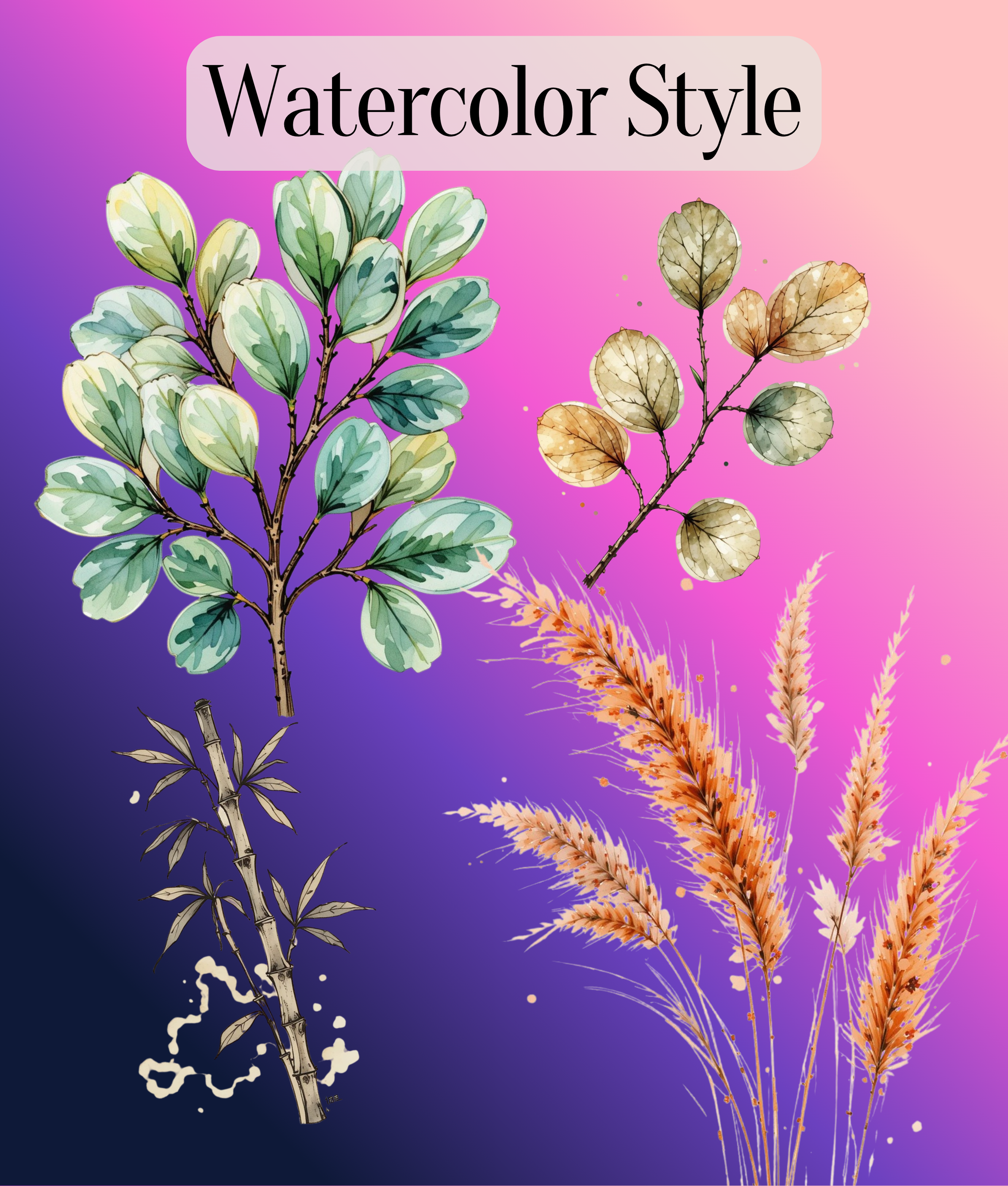 Japandi Botanical Clipart Bundle