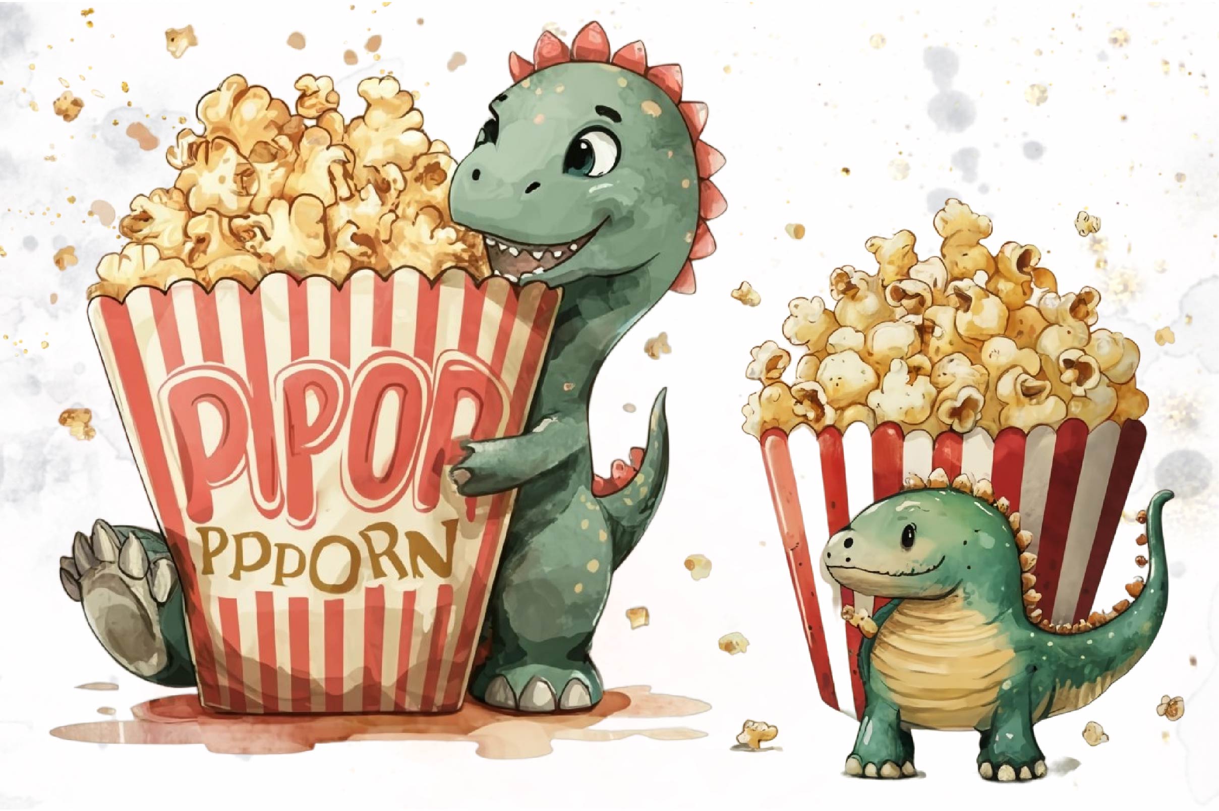 Cute Popcorn Dinosaur Fast Food Clipart Bundle - CraftNest - Digital Crafting and Art