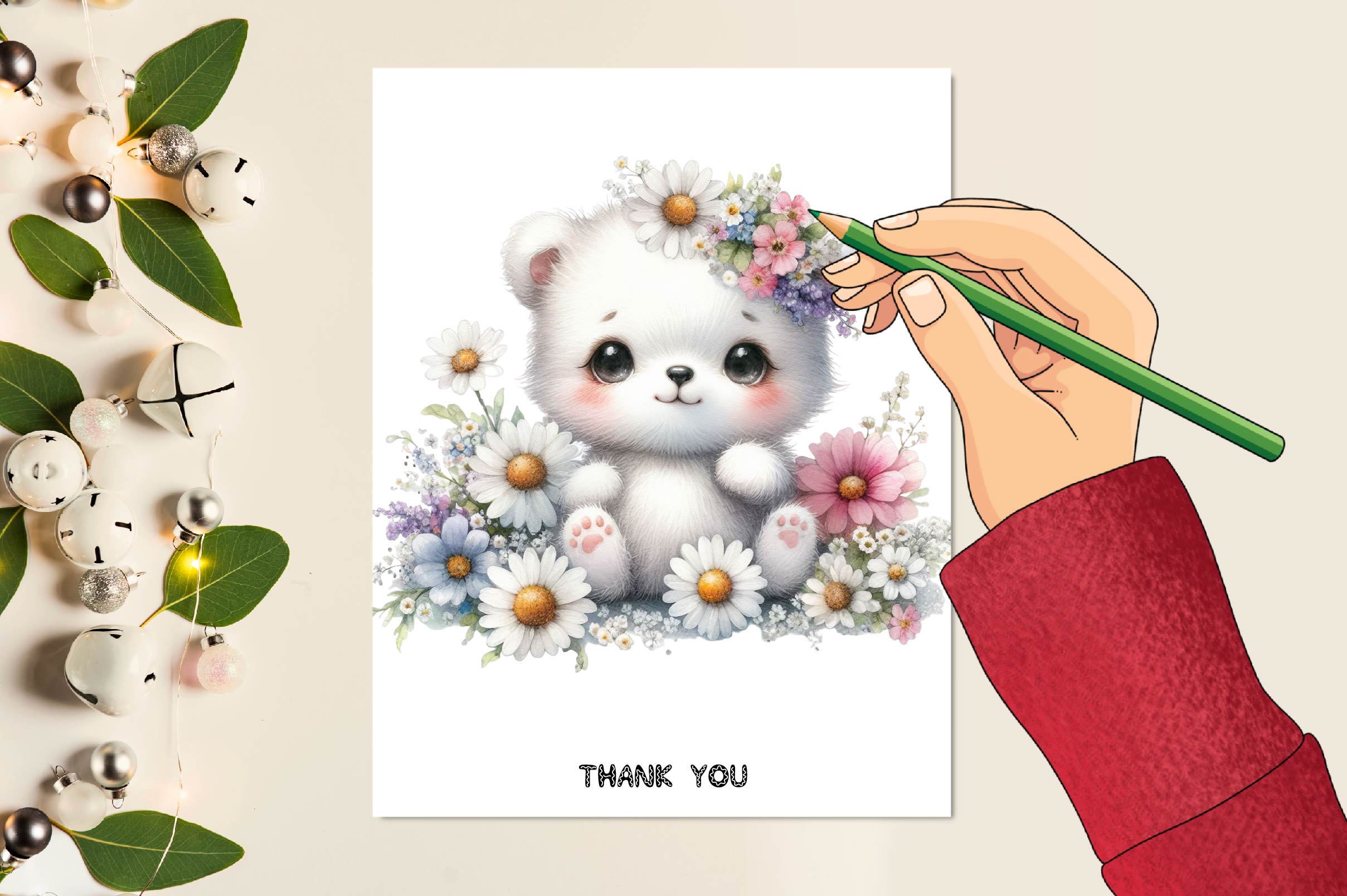 Cute Animals & Daisy Flowers Clipart Bundle 1 - CraftNest - Digital Crafting and Art