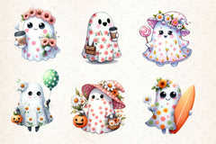 Halloween Floral Ghost Clipart Bundle 2 - CraftNest - Digital Crafting and Art