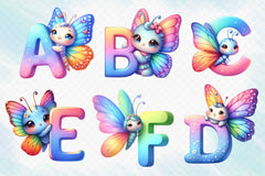 Cute Butterfly Alphabet Clipart Bundle - CraftNest - Digital Crafting and Art