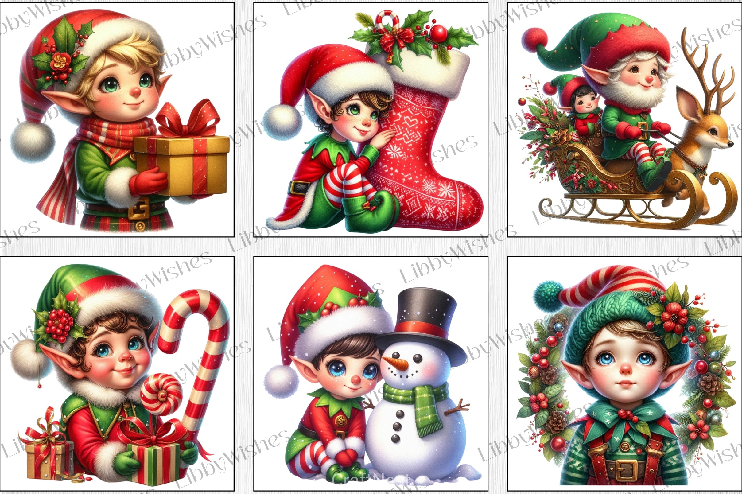 Christmas Elf Clipart Bundle - CraftNest - Digital Crafting and Art