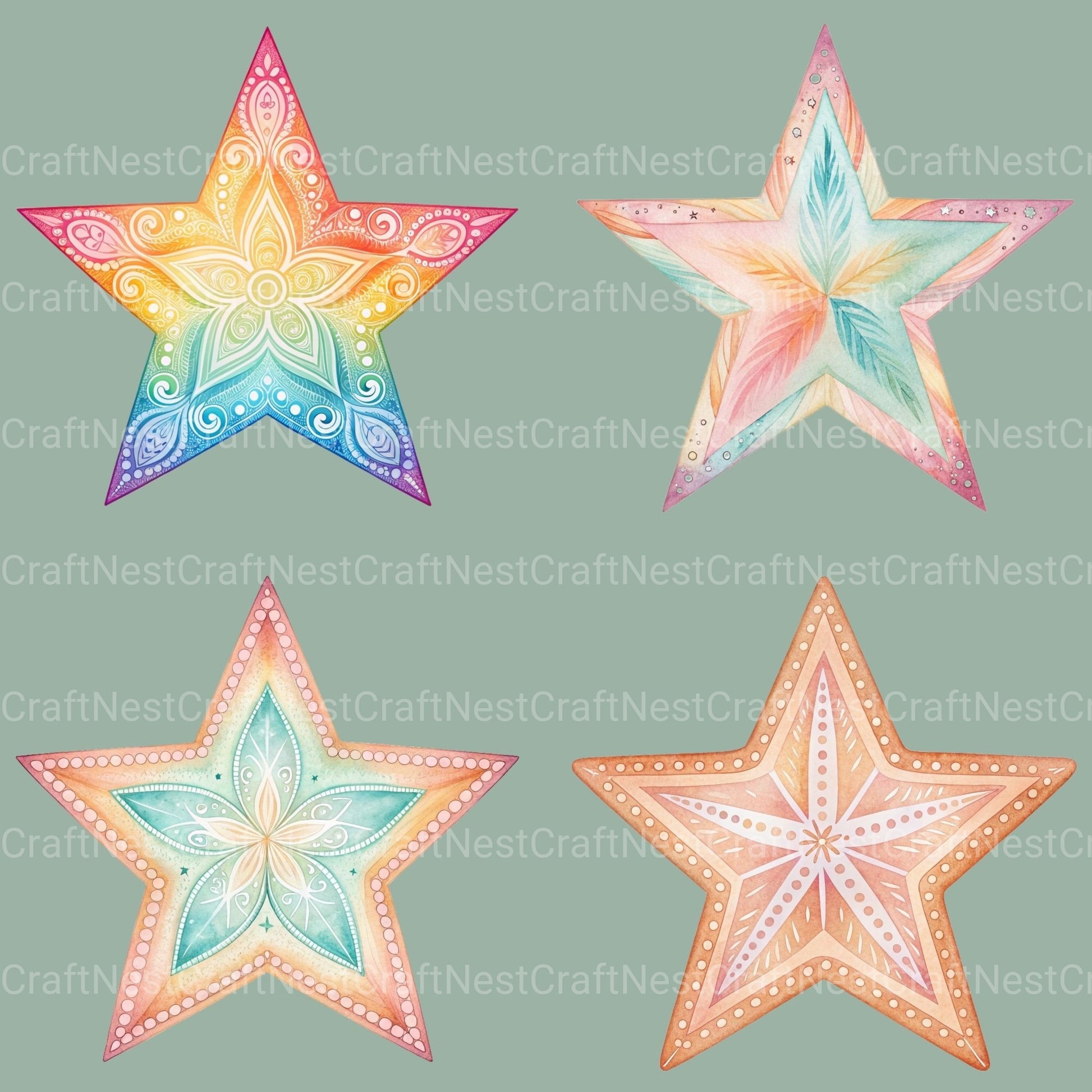 Boho Stars Clipart Bundle - CraftNest - Digital Crafting and Art