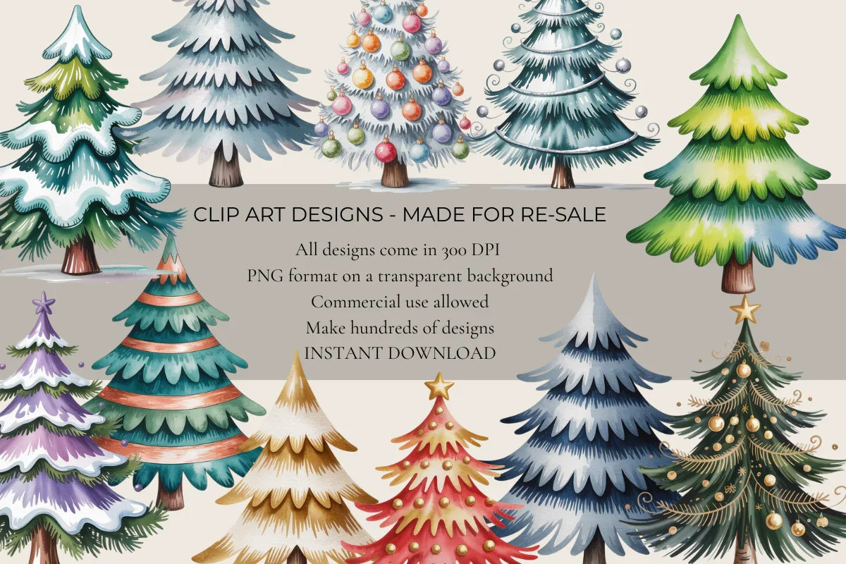 Christmas Trees Clipart - CraftNest - Digital Crafting and Art
