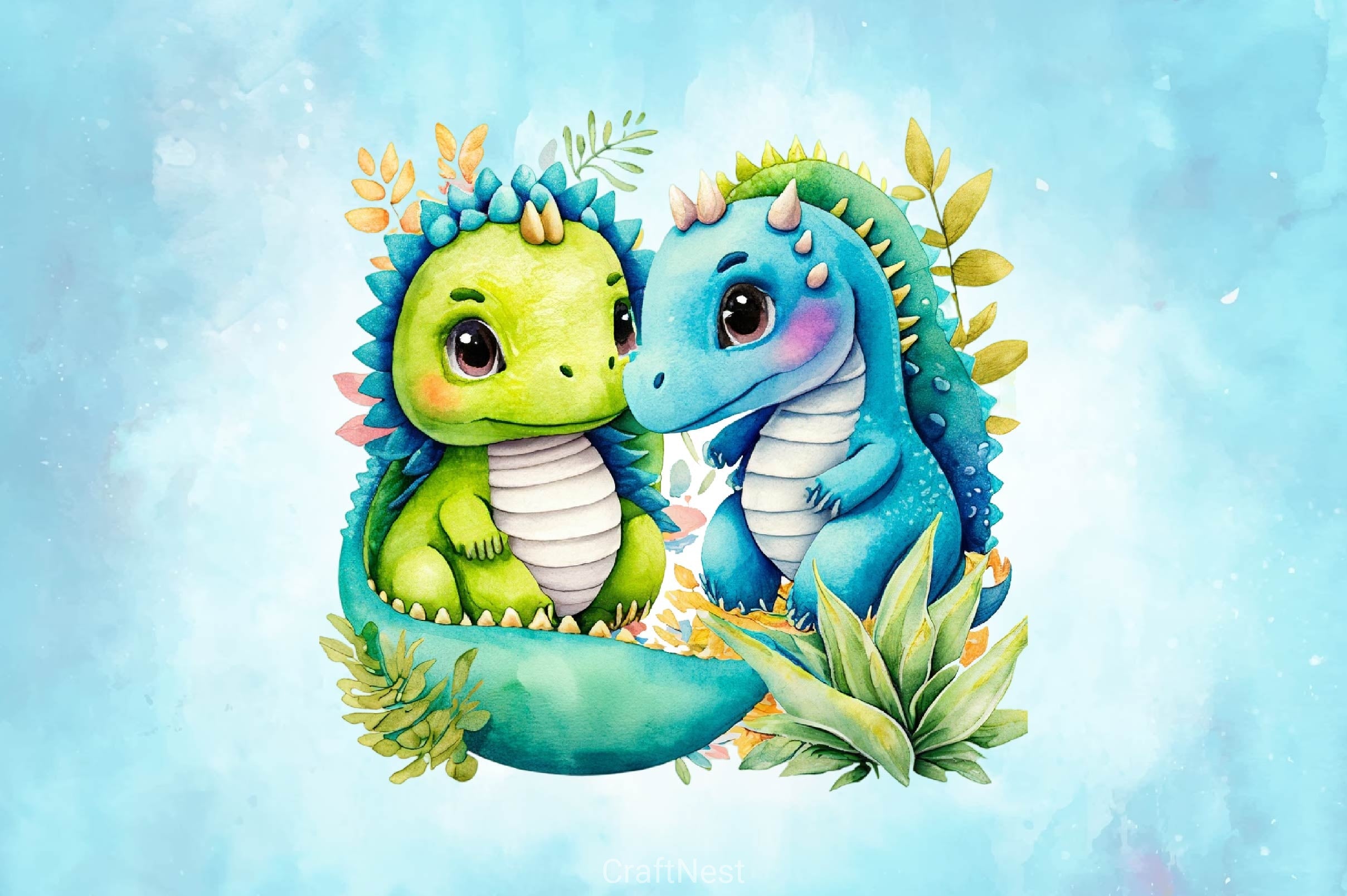 Baby Dinosaur Dragons Clipart Bundle - CraftNest - Digital Crafting and Art