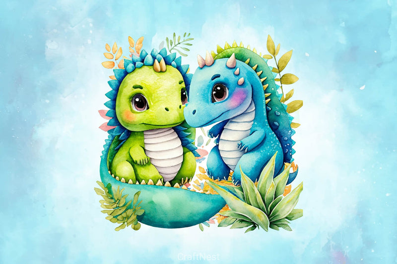 Baby Dinosaur Dragons Clipart Bundle - CraftNest - Digital Crafting and Art