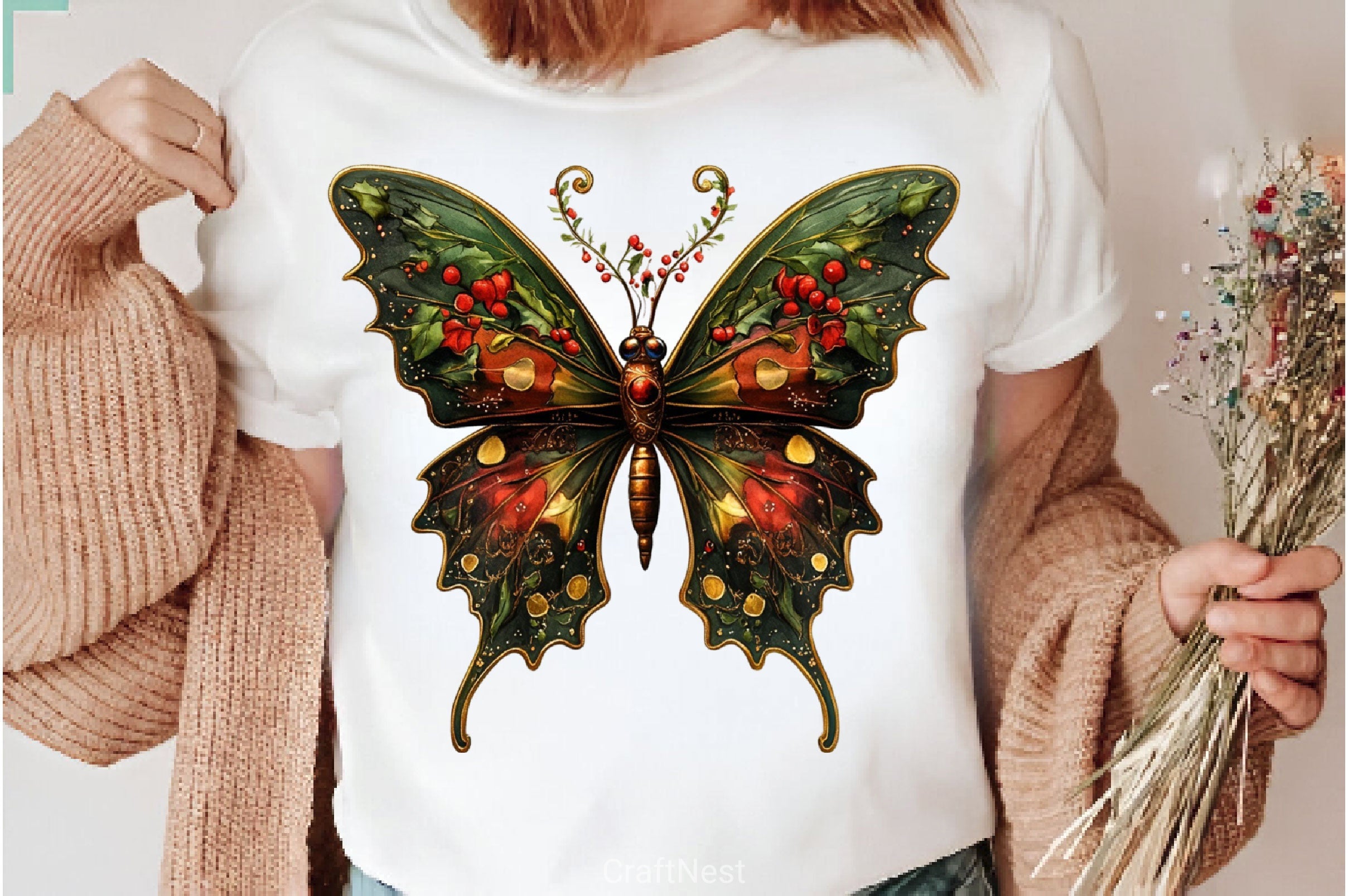 Christmas Butterfly Clipart Bundle 3 - CraftNest - Digital Crafting and Art