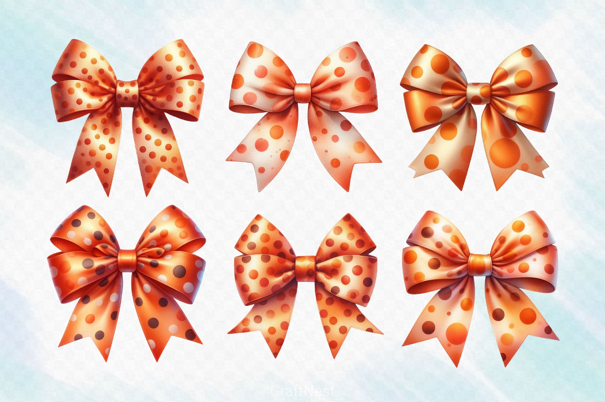 Watercolour Orange Bows Clipart Bundle - CraftNest - Digital Crafting and Art