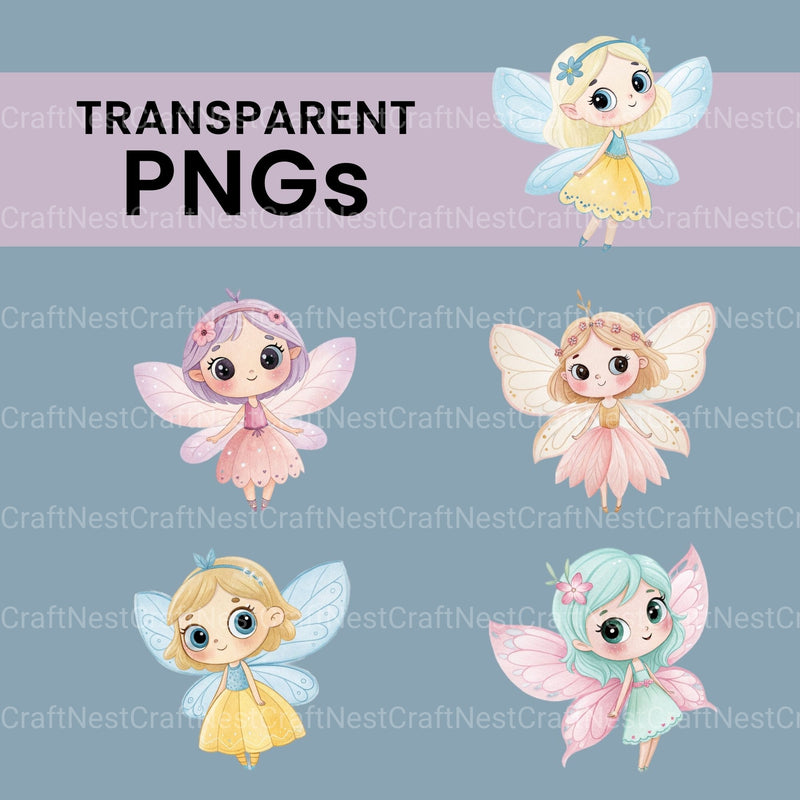 Cute Fairies Clipart Bundle - CraftNest - Digital Crafting and Art