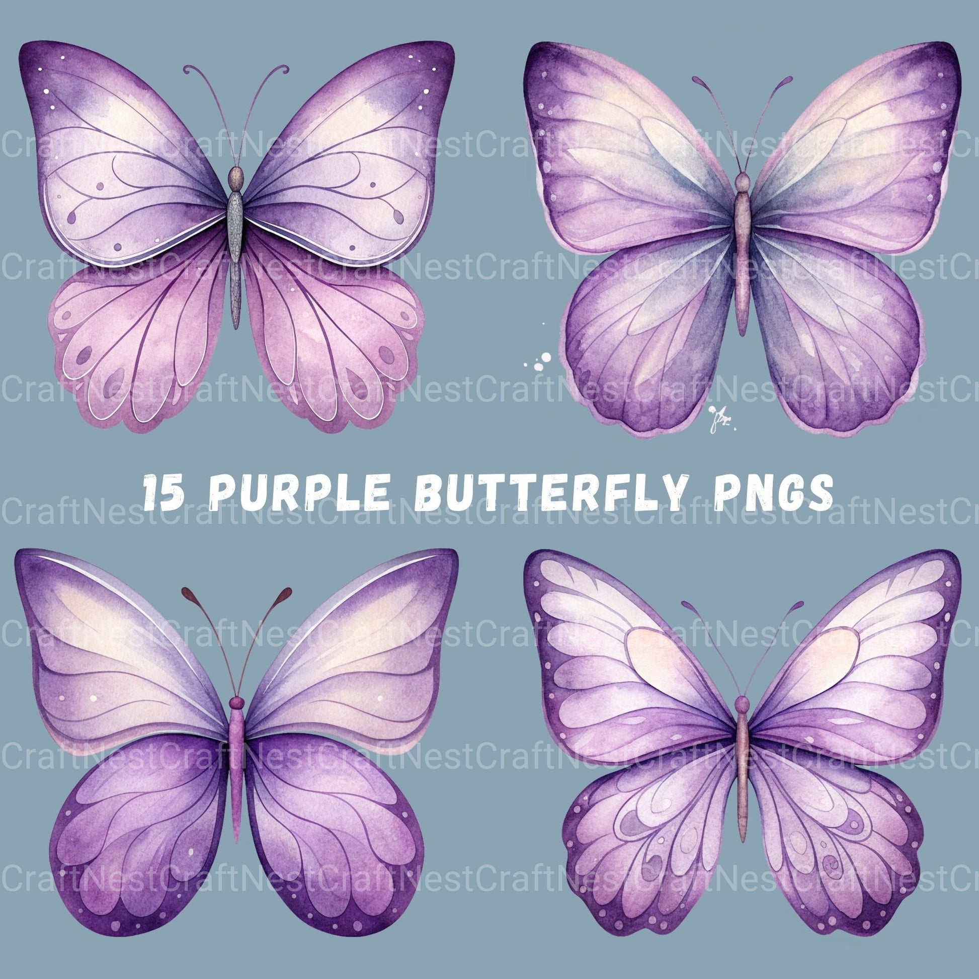 Purple Butterflies 1 Clipart Bundle - CraftNest - Digital Crafting and Art