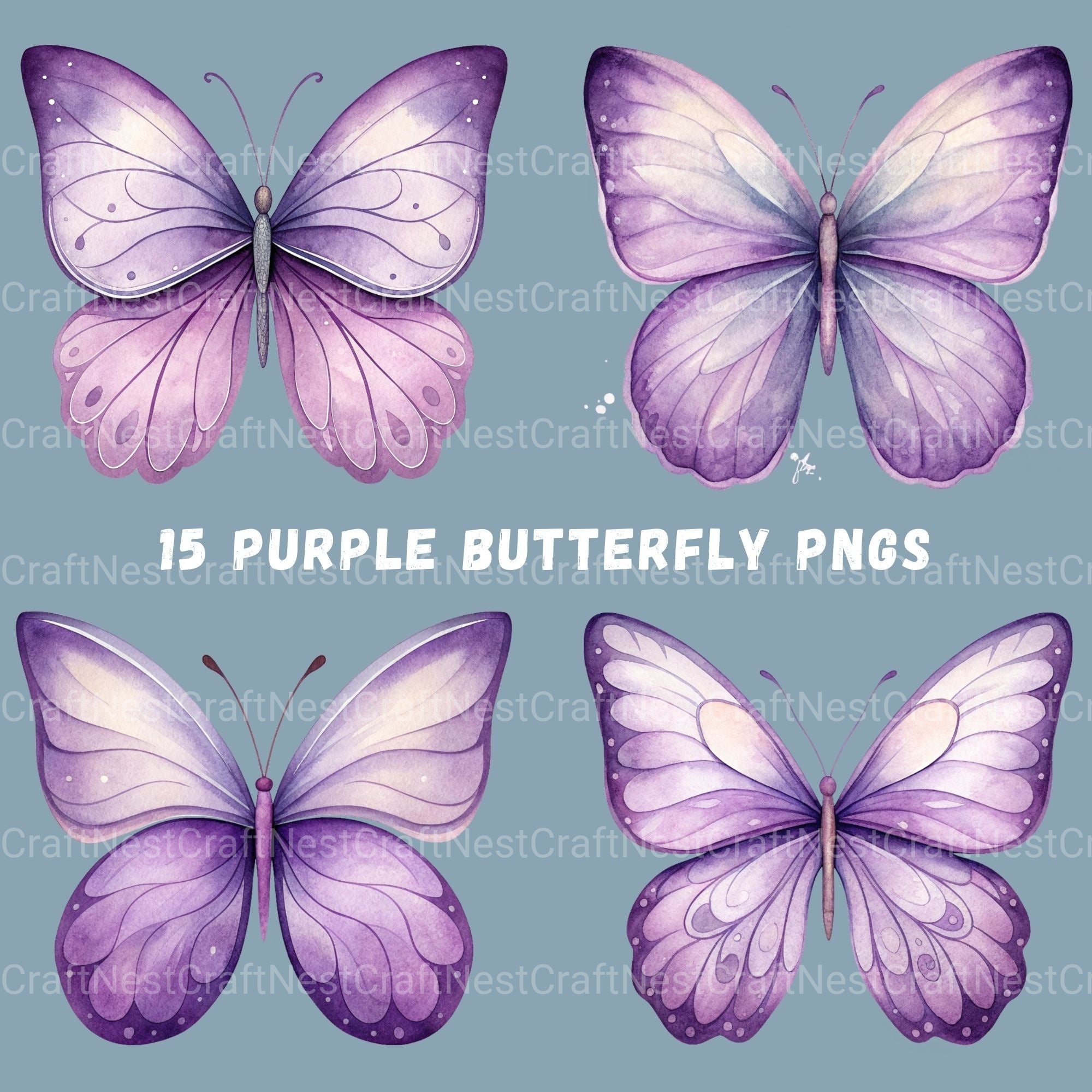 Purple Butterflies 1 Clipart Bundle - CraftNest - Digital Crafting and Art