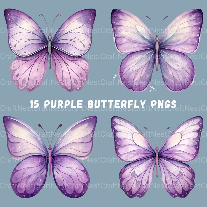 Purple Butterflies 1 Clipart Bundle - CraftNest - Digital Crafting and Art