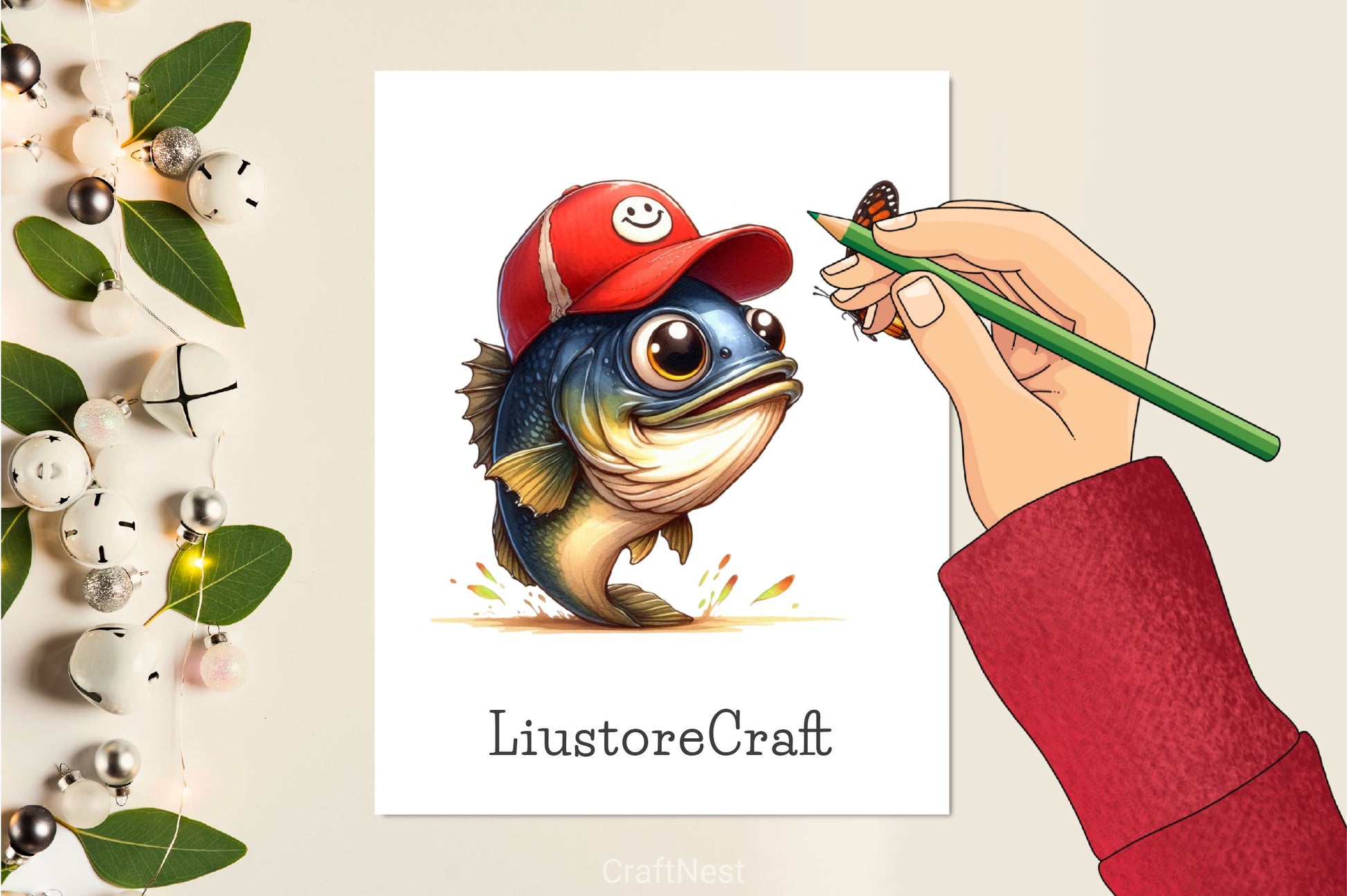 Bass Fishing With Butterflies Clipart Bundle - CraftNest - Digital Crafting and Art