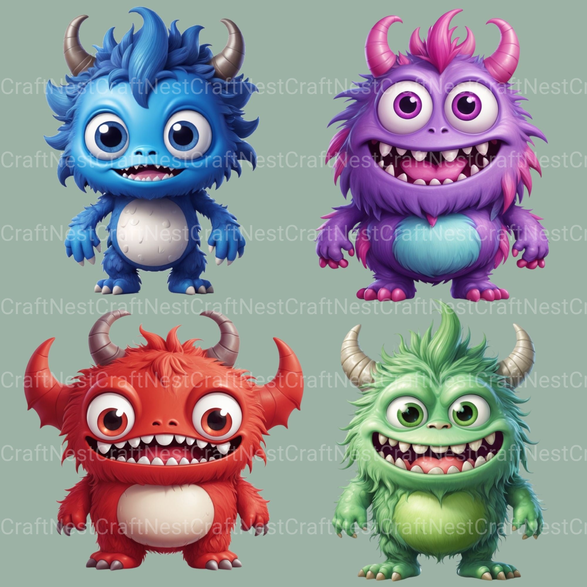 Cute Monsters Clipart Bundle - CraftNest - Digital Crafting and Art
