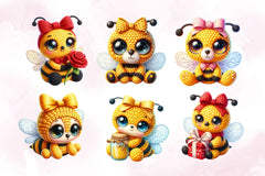 Crochet Cute Bee Clipart Bundle 2 - CraftNest - Digital Crafting and Art