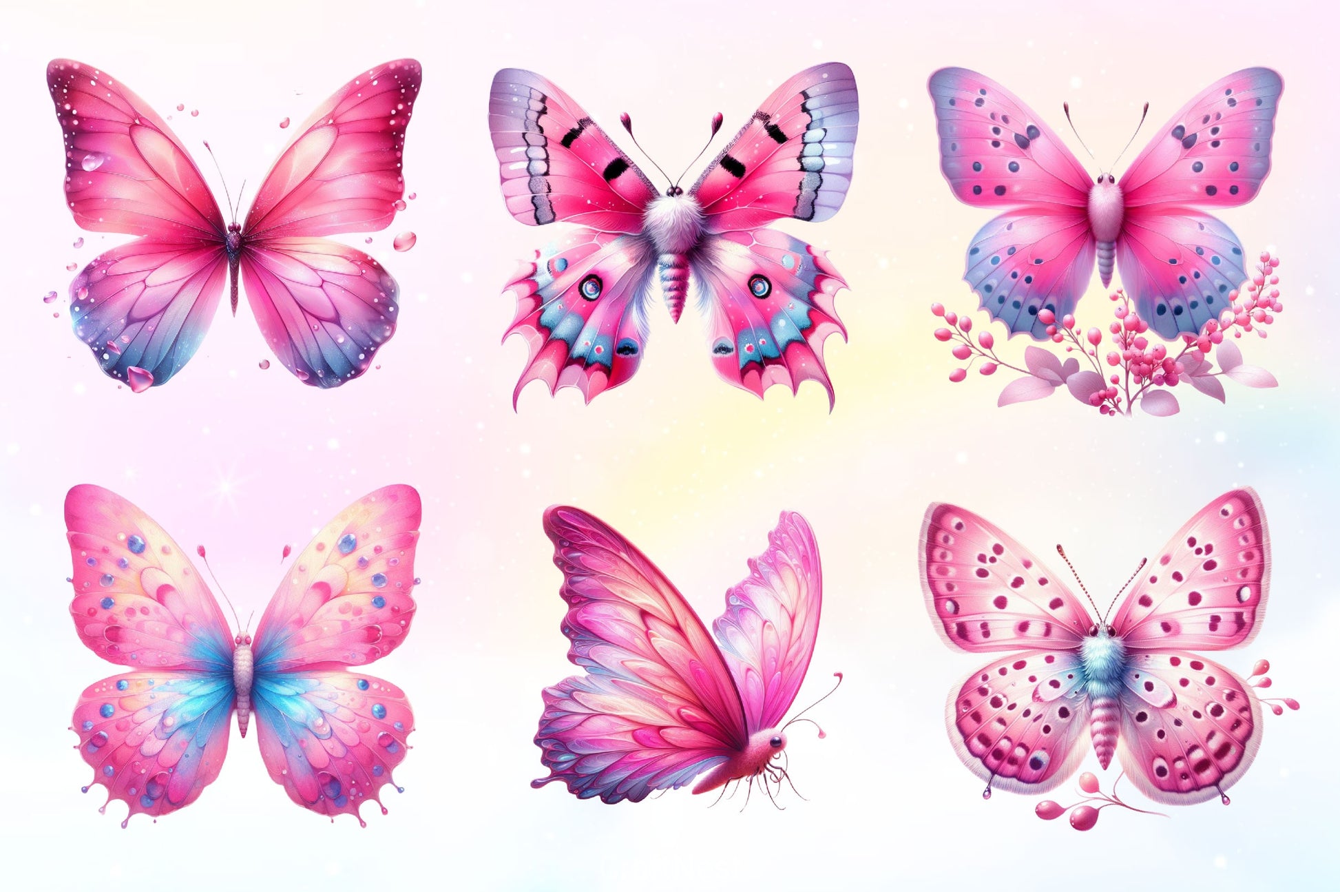 Coquette Pink Butterfly Clipart Bundle 2 - CraftNest - Digital Crafting and Art