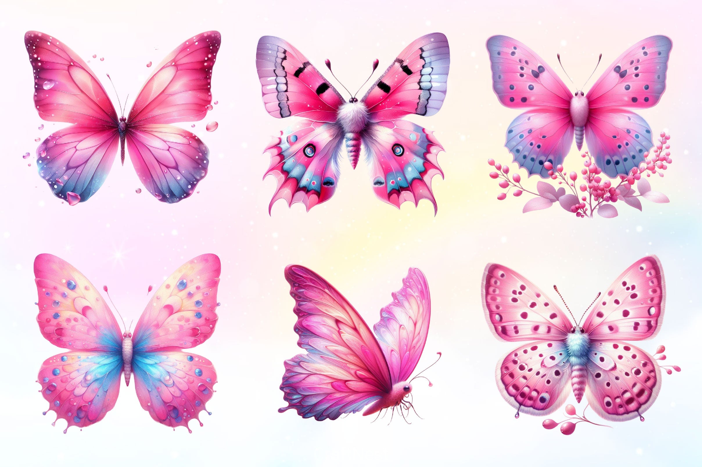 Coquette Pink Butterfly Clipart Bundle 2 - CraftNest - Digital Crafting and Art