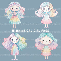 Whimsical Girls Clipart Bundle - CraftNest - Digital Crafting and Art