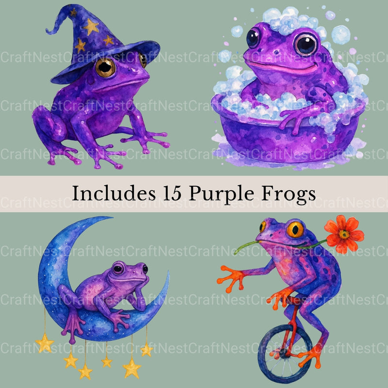 Purple Frogs Sora Clipart Bundle - CraftNest - Digital Crafting and Art