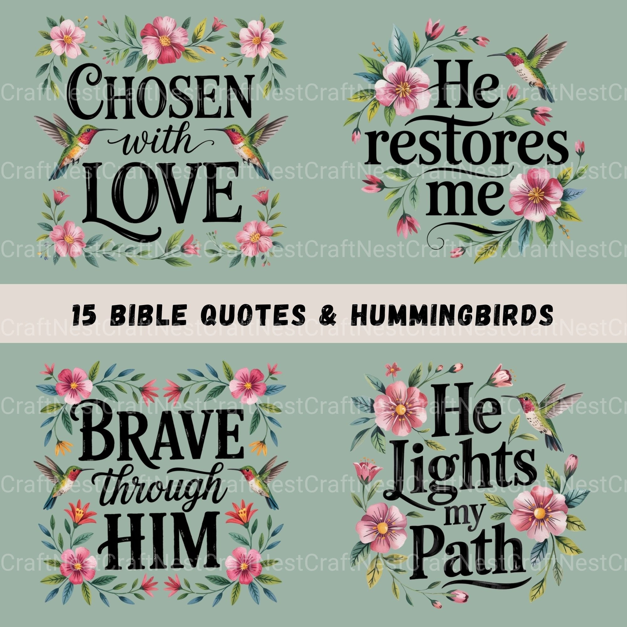 Bible Quotes Hummingbird Clipart Bundle - CraftNest - Digital Crafting and Art