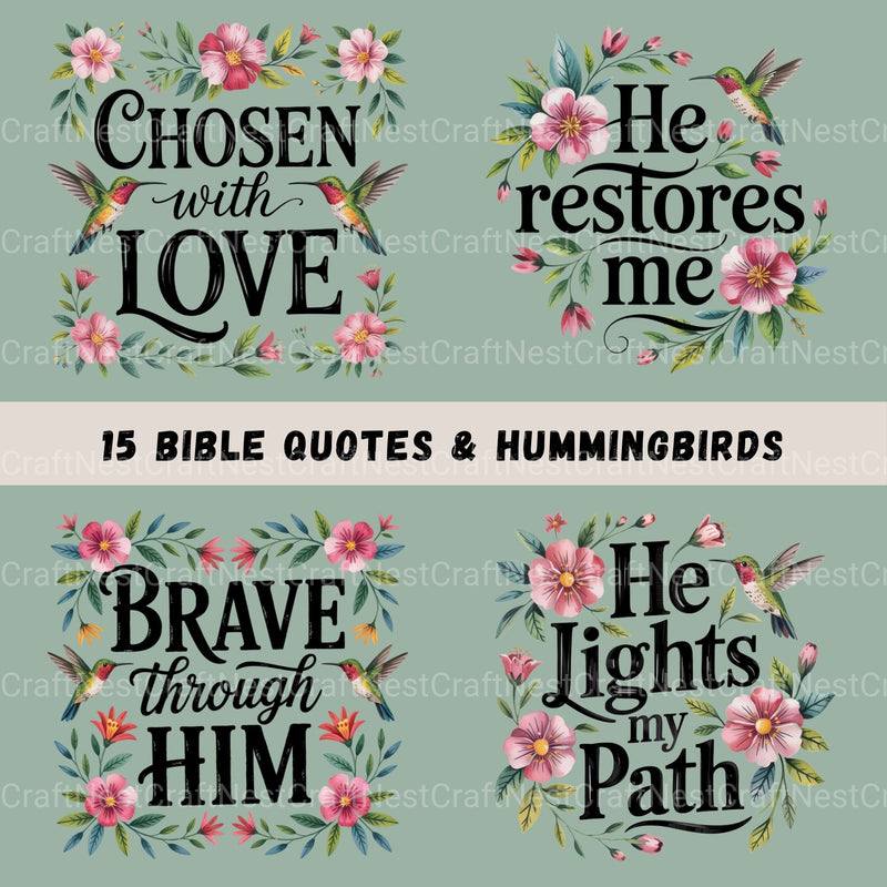 Bible Quotes Hummingbird Clipart Bundle - CraftNest - Digital Crafting and Art