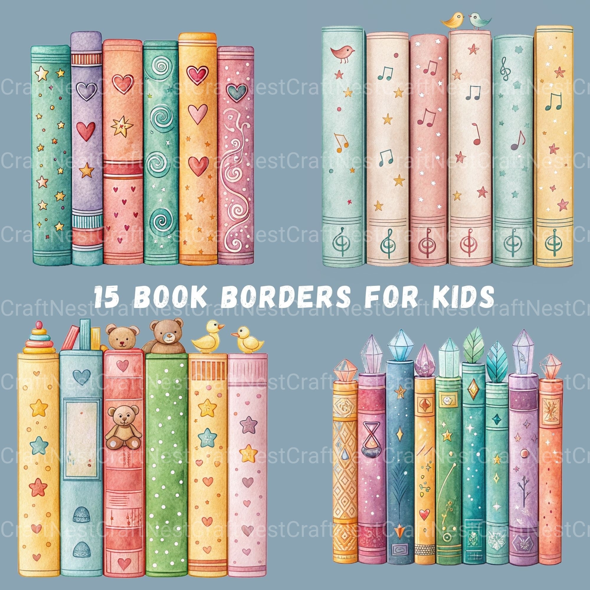 Kids Book Borders Clipart Bundle - CraftNest - Digital Crafting and Art